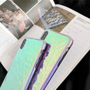 3D Dimanta Spīdīgs Slīpums Krāsains Violeta Spogulis Grūti Tālrunis Lietā par iPhone 12 Mini 11 Pro XS Max XR X 8 7 Plus Aizmugurējo Vāciņu 2020