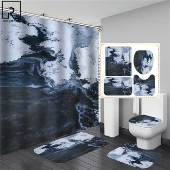 3D Drukas Elegants Eļļas Glezna Dušas Aizkars Ūdensizturīgs Aizkari Vannas istaba ar Āķi Kopumu, Mīksts Vannas Paklājiņš, Tualetes Paklājs, Paklāji