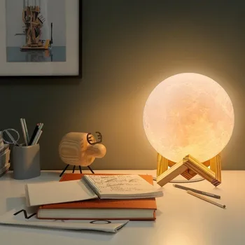 3D Drukas Radošu Pieskārienu Pārslēgt Mēness Gaismu Uzlādējams Mēness Lampas LED Nakts Gaisma Ziemassvētku Guļamistaba Dekorēšana Dzimšanas dienas Dāvana