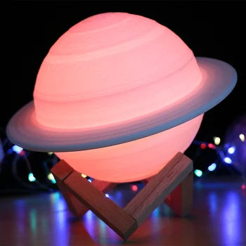 3D Drukas Saturns Lampas Touch Tālvadības LED Nakts Gaisma Apdare Apgaismojumu, Mēness gaismā USB Uzlādes Planētas Lampas Bērni, Bērni Dāvana