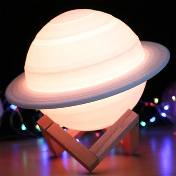 3D Drukas Saturns Lampas Touch Tālvadības LED Nakts Gaisma Apdare Apgaismojumu, Mēness gaismā USB Uzlādes Planētas Lampas Bērni, Bērni Dāvana