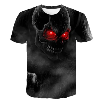 3d Drukāšana Terora T-krekls Galvaskausa t krekls Vīriešiem Smieklīgi Punk T Krekli Vasaras Hip hop Vīriešu Apģērbu Retro Ikdienas Apģērbu O-veida Kakla Topi