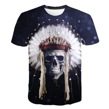 3d Drukāšana Terora T-krekls Galvaskausa t krekls Vīriešiem Smieklīgi Punk T Krekli Vasaras Hip hop Vīriešu Apģērbu Retro Ikdienas Apģērbu O-veida Kakla Topi