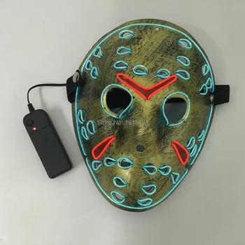 3D Freddy vs Jason Filma Tēma Led Neona Maska Rīcības Attēls EL Gaismas Gaismas Cosplay Killer Masku Halloween Svētku Apgaismojums
