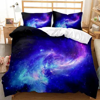 3D Galaxy queen Vienu karalis pilna izmēra dvīņu gultas piederumi mierinātājs komplekts luksusa sega sedz bērnu gultas