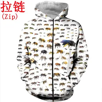 3D Iespiesti Bišu Turētājs balts pelēkā vārna un sporta Krekls Smieklīgi kukaiņu Harajuku Fashion Vīriešiem, hoodies (Unisex) Ikdienas Jaka, džemperis DW0006