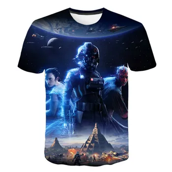 3D iespiesti īsām piedurknēm T-krekls, Star Wars T-krekls un bērnu T-krekls, smieklīgi zēniem un meitenēm, T-krekls, modes ikdienas valkāšanai,