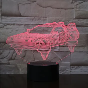 3D Lampas Atpakaļ Nākotnē Transportlīdzekļa Automašīnas Romāns Klāt Filmas Fani Spilgti Bāzes Atmosfēru Dropshipping Led Nakts Gaismas Lampas