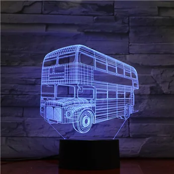 3D Lampas divstāvu Autobuss Atmosfēru Labākā dāvana Bērniem Akumulatora Barošanu Krāsa Mainās ar Tālvadības Led Nakts Gaismas Lampas