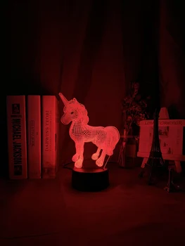 3d Lampas Unicorn Bērnu Nakts Gaismas Krāsa Mainās Usb Akumulators Nightlight Bērniem Bērns, Meitene, Guļamistaba Dekori Unicorn Nakts Lampas Dāvanu