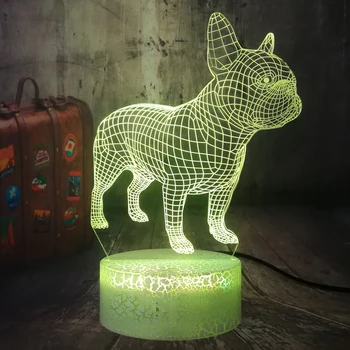 3D LED Galda Lampa franču Buldogs Gudrs Kucēns RGB Nakts Gaisma Dzīvnieku Tabulu Mājas Miega Mājas Dekori Lampas Bērnu Kid Brīvdienu lampas Rotaļlietas