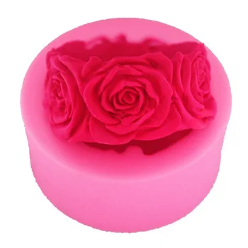 3D Liels rožu ziepes pelējuma gatavošanas rīki pomādes DIY kūka silikona veidnes šokolādes cepšanas apdare konfektes Sveķu amatniecības F0755