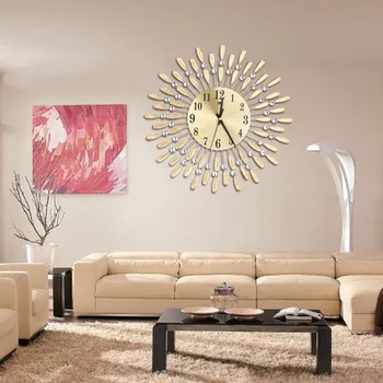 3D Liels Sienas Pulkstenis Kristāla Saule Modernā Stilā Klusums Pulksteņi Dzīvojamā Istaba Office Home Decoration Kvarca Adatu Karājas Skatīties