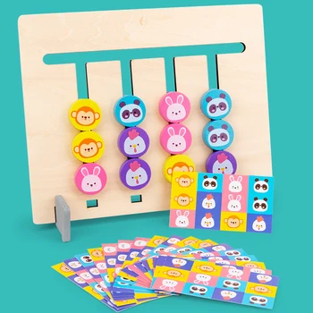 3D Montessori Rotaļlietas Izglītojošās Rotaļlietas Bērniem, Krāsas un Dzīvnieku Montessori Rotaļlieta, galda Spēle, Jo franču Izslēgt Lodziņā Kauliņu galda Spēle