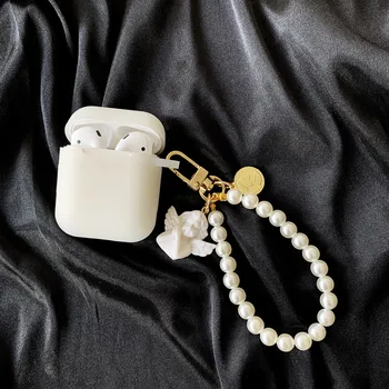 3D Multiplikācijas filmas Eņģelis Cupid Pearl rokassprādzi Keychain Austiņas Austiņas soft case for Apple airpods 1 2 Pro Bezvadu Austiņas vāciņu