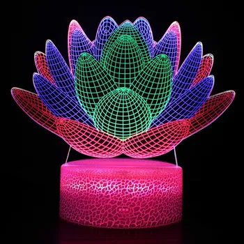 3D Nakts Lampas Krāsu Lotus Dekori Guļamistabai Dekoratīvās Bērnu Bērni Nightlight Dāvanu LED Nakts Gaisma Jauki karikatūra bērnu rotaļlietas