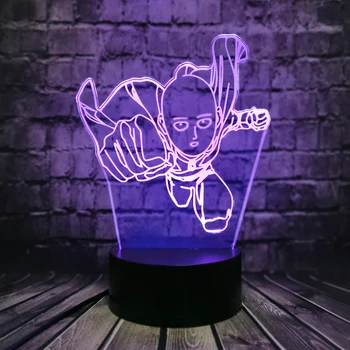 3D Optisko Led Nakts Gaismas Perforators Cilvēks Saitama Attēls Gaismas Mājas Galda Lampa Manga Garastāvokli, Miegu Gaismas Brīvdienu Dzimšanas dienas Rotaļlietas