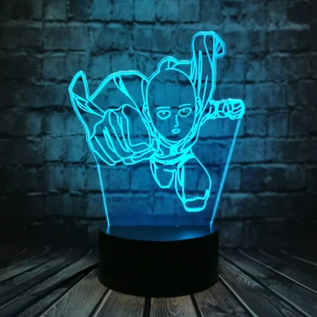 3D Optisko Led Nakts Gaismas Perforators Cilvēks Saitama Attēls Gaismas Mājas Galda Lampa Manga Garastāvokli, Miegu Gaismas Brīvdienu Dzimšanas dienas Rotaļlietas
