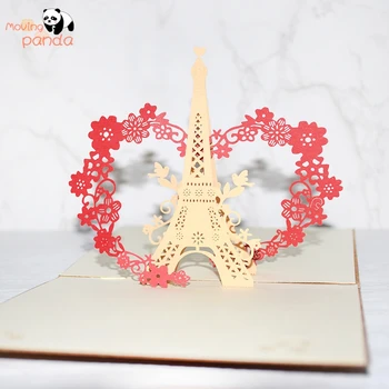 3D Pop-Up Kartes Parīzē Tower Kartes Mīļotājiem Ģimenes Draugi, Dzimšanas dienas Svētku Apsveikuma Kartes, Pastkartes, Dāvanu Kartes, ar Aploksnē
