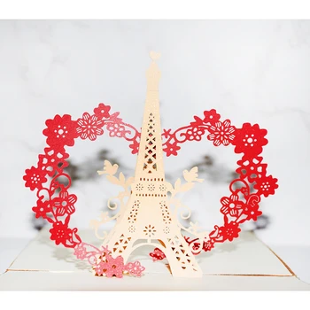 3D Pop-Up Kartes Parīzē Tower Kartes Mīļotājiem Ģimenes Draugi, Dzimšanas dienas Svētku Apsveikuma Kartes, Pastkartes, Dāvanu Kartes, ar Aploksnē