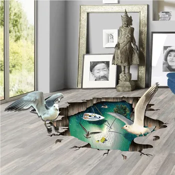 3D Putnu Broken Sienas PVC Plakātu Sienas Ielīmējiet Uzlīmes Bērniem, Dzīvojamās Istabas Grīdas Uzlīmes, Guļamistaba Dekorēšana Sienas gleznojumu Fona