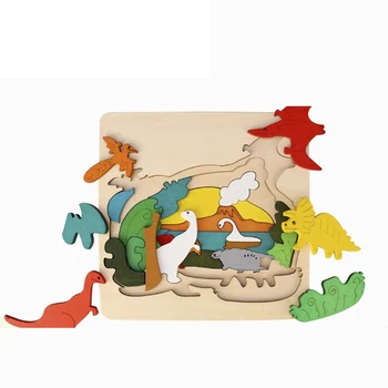 3D Puzles, Rotaļlietas Dzīvnieku Karikatūra Daudzslāņu Jigsaw Puzzle Radošo Bērnu Koka Sākumā Izglītības Izziņas Rotaļlietas Bērniem Dāvanas