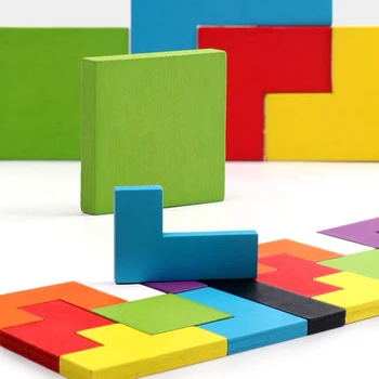 3D Puzzle Koka Rotaļlietas Augstas Kvalitātes Krāsains Tangram Matemātikas Rotaļlietas, Atjautības Spēle Bērniem Pirmsskolas Iztēli Izglītības Rotaļlieta