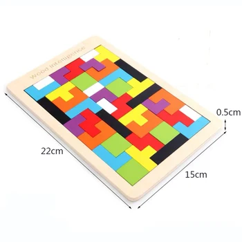 3D Puzzle Koka Rotaļlietas Augstas Kvalitātes Krāsains Tangram Matemātikas Rotaļlietas, Atjautības Spēle Bērniem Pirmsskolas Iztēli Izglītības Rotaļlieta