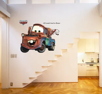 3D Sadalīti Mater Kravas Auto Zēniem Guļamistaba pašlīmējošās Bērnu Istabas Tapetes Cartoom Auto Plakātu Sienas Zibens Sienas Uzlīmes