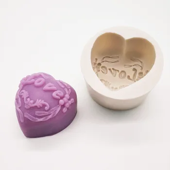 3D Silikona Ziepes Pelējuma Sirds Mīlestību Rožu Ziedu Šokolādes Pelējuma, Sveces, Polimēra Māla Veidnes Amatniecības DIY Veidlapas Ziepju Bāze Rīku K388