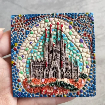 3D Sveķu Magnēti Valsts Dekoru Bazilika es Temple Expiatori de la Sagrada Familia Barselonā, Spānijā Tūrisma Ledusskapja Magnēts Suvenīru