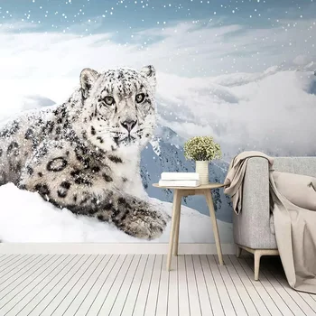 3D Tapetes Mūsdienu Vienkārši Snow Leopard, Foto Sienu Gleznojumi Dzīvojamā Istaba Bērnu Guļamistaba Fona tapešu Mājas Dekoru 3D Freskas