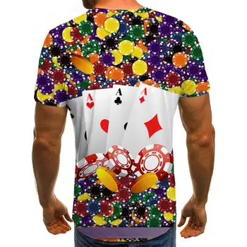 3d Tshirt Spēļu Kārtis T-krekls Vīriešiem Pokera Tshirts Gadījuma Azartspēļu Smieklīgi, T krekli Krāsains Anime Apģērbi T krekli ar Īsām Piedurknēm