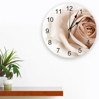 3D White Rose PVC Sienas Pulkstenis Moderna Dizaina Mājas Dekoru Guļamistaba Klusums Pēc Watch Sienas Dzīvojamā Istabā