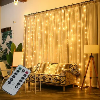 3M String LED Pasaku Gaismas Vainags Aizkaru Lampa USB Tālvadības pults Jaunā Gada, Ziemassvētku Rotājumi Mājās Guļamistabā Logu