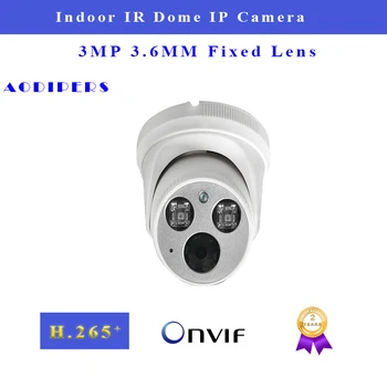 3MP Poe IP Kameras Iekštelpu Atbalsta 3.6 Platleņķa Objektīvu Infrasarkano Nakts Versija 25fps H. 265 Tīkla Dome Kamera P2P ONVIF CCTV Kameras