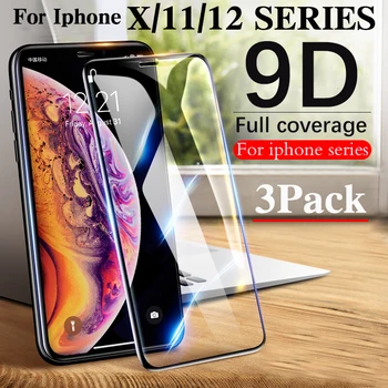 3Pack Rūdīts Stikls Filmu Iphone 11pro Xr-X XS 11 12 Pro 12pro Max Telefonu Gadījumā Ekrāna Aizsargs Iphone11 Iphone12 Piederumi