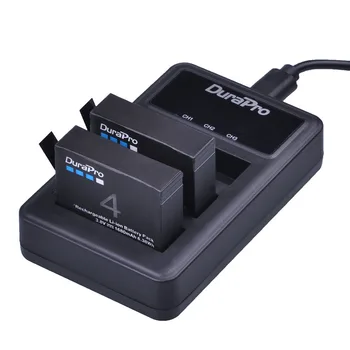3pc Par GoPro Hero4 Varonis 4 baterijas +LED USB Lādētāju, lai iet pro AHDBT-401 HERO4 Melnā un Sudraba action camera ierīču
