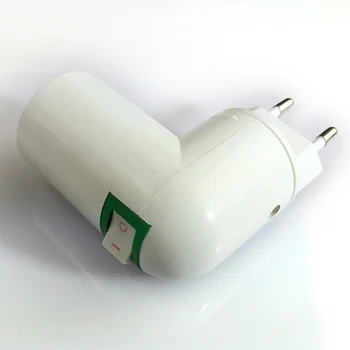 3PCS Balts Melns ES Plug PP, lai E27 E26 360 Grādu Rotācijas Lampas Pārrēķina Euro Nakts led gaismas Ligzdas Lampas turētājs Ar Slēdzi