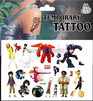 3pcs/daudz. gadam Pagaidu Tetovējumu uzlīmes baymax LIELS LIELS VARONIS, 6 kartona uzlīmes bērniem tetovējums, body art viltus tetovējums tatouagem