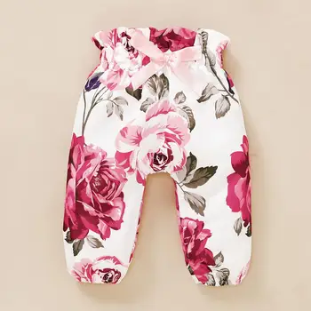 3PCS Jaundzimušais Meiteņu Drēbes ar garām Piedurknēm Romper Uzstādīt Ziedu Bikses+Priekšgala Galvu+Bodysuit Pavasara Rudens Gadījuma Ziedu Apģērbs, Komplekts