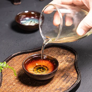 3pcs/set Radošo Krāsns Mainīt Teacup uzstādīt Krāsains Teacups Pigmentēta Jianzhan Kung Fu Tējas Tases Tējas Bļodā Drinkware