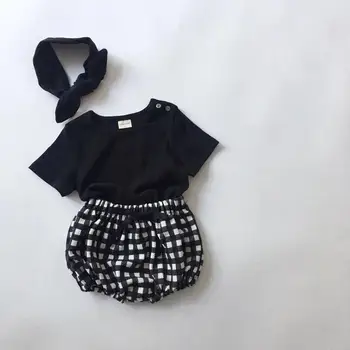 3pcs Vasaras Jaundzimušais Meitene Apģērbu Komplekts Kokvilnas Gadījuma Īsām Piedurknēm T-krekls Topi+bikses+galvas Toddler Zīdaiņu Apģērbs, Tērps