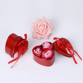 3Pcs Ziedu Ziepes Sirds Aromātisks Vannas, Ķermeņa Ziedlapiņu Rozes Ziedu Ziepes Gadījumā, Kāzu Dekorēšana Dāvanu Festivāls Aile Valentīna Diena Dāvanu