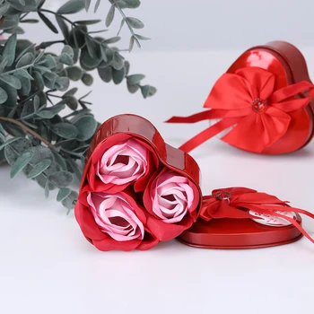 3Pcs Ziedu Ziepes Sirds Aromātisks Vannas, Ķermeņa Ziedlapiņu Rozes Ziedu Ziepes Gadījumā, Kāzu Dekorēšana Dāvanu Festivāls Aile Valentīna Diena Dāvanu