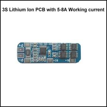3S litija jonu akumulators PCB 12,6 V BMS par 18650 baterijas un litija polimēru baterija ar 6-8A darba strāva