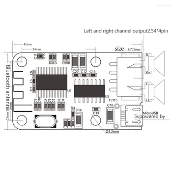 3W*2 DC 5V Micro USB Jauda 3W+3W Bluetooth 4.0 Audio Uztvērēju Valdes Bezvadu Ciparu Mini Bluetooth Pastiprinātāja Modulis Speaker