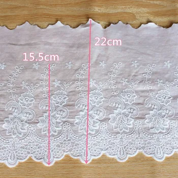 (3Yards-5Yards) Platums 22 cm Off White Kokvilnas Izšūti Mežģīņu Audumu, Sieviešu Apģērbs Diy Mežģīnes Apdari Bezmaksas Piegāde RS422