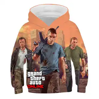 4-14year 3d GTA 5 Spēles zēnu drēbes rudens populārs hoodies par pusaudžu meiteņu Krekls Harajuku Pulovers hoody topi Streetwear