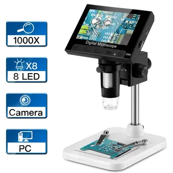 4.3 collu LCD Digitālais USB Mikroskops ar Endoskopu Ieraksts 1000X Palielinājumu Tālummaiņas Uzglabāšanas Kamera, Video Ieraksti par Remontu, Lodēšanas